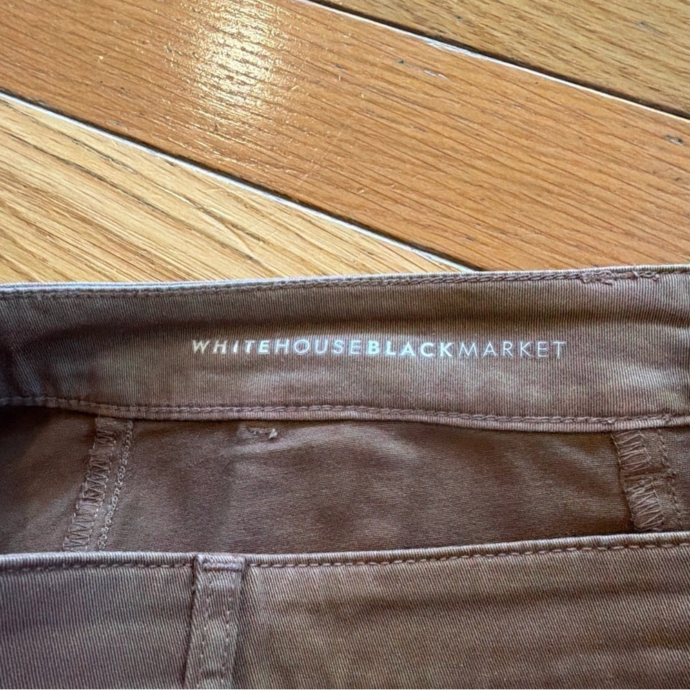 2 Pairs White House Black Market WHBM Skimmer Dark Red Rust & Brown Pants Sz 6 - Picture 4 of 9